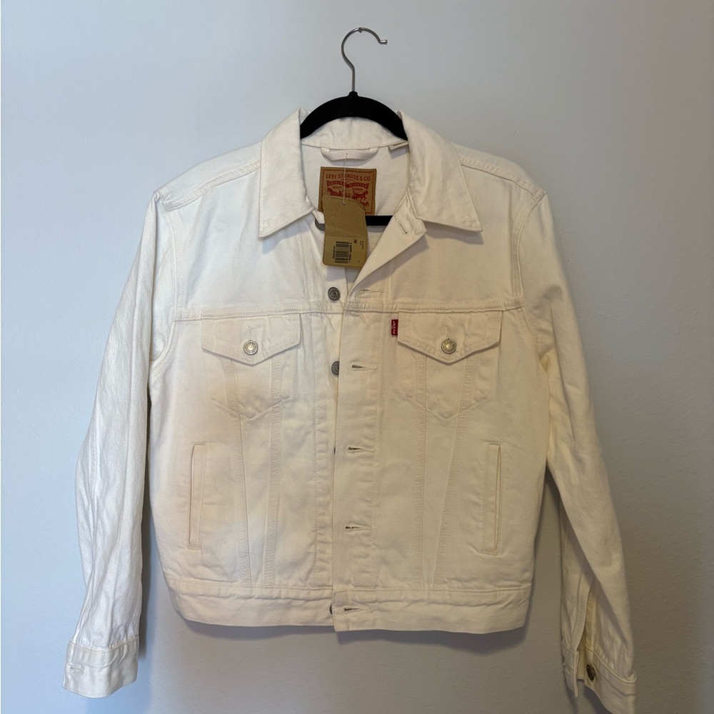 Levi's White Denim Ex-Boyfriend Trucker Jacket